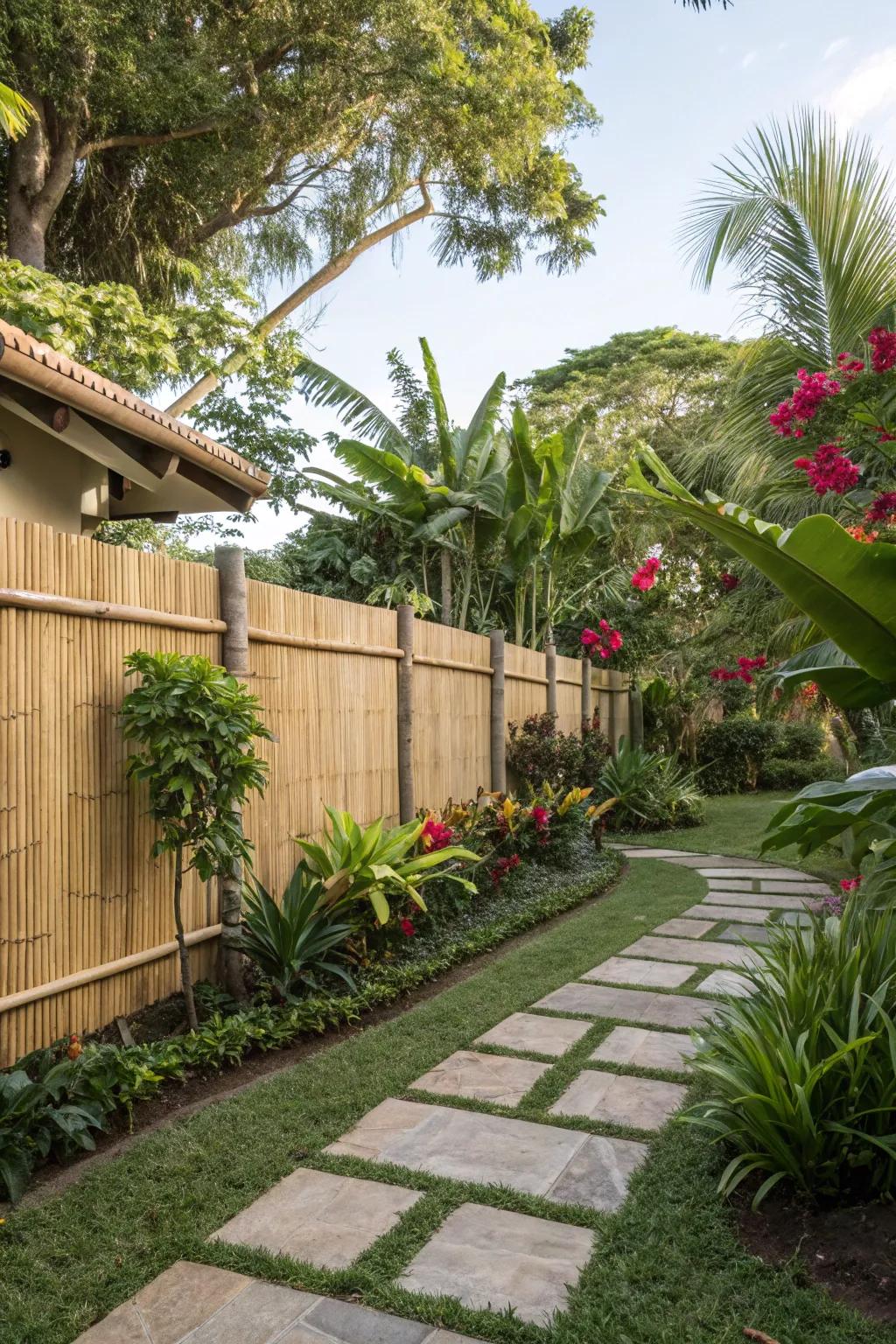 Bamboo fences impart an exotic and tranquil vibe to your space.