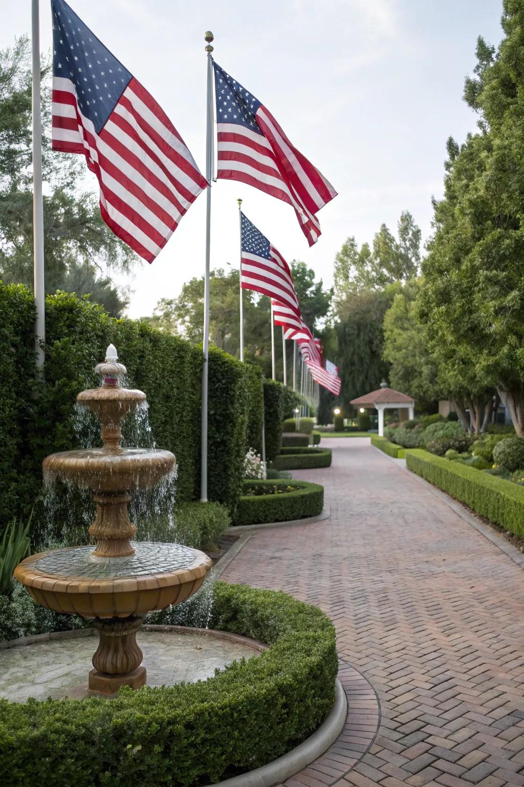 A captivating water fountain decorates the doorway of a rear lot access.