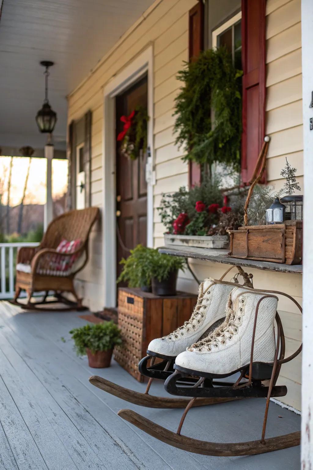 Vintage finds add charm and nostalgia to your holiday porch.