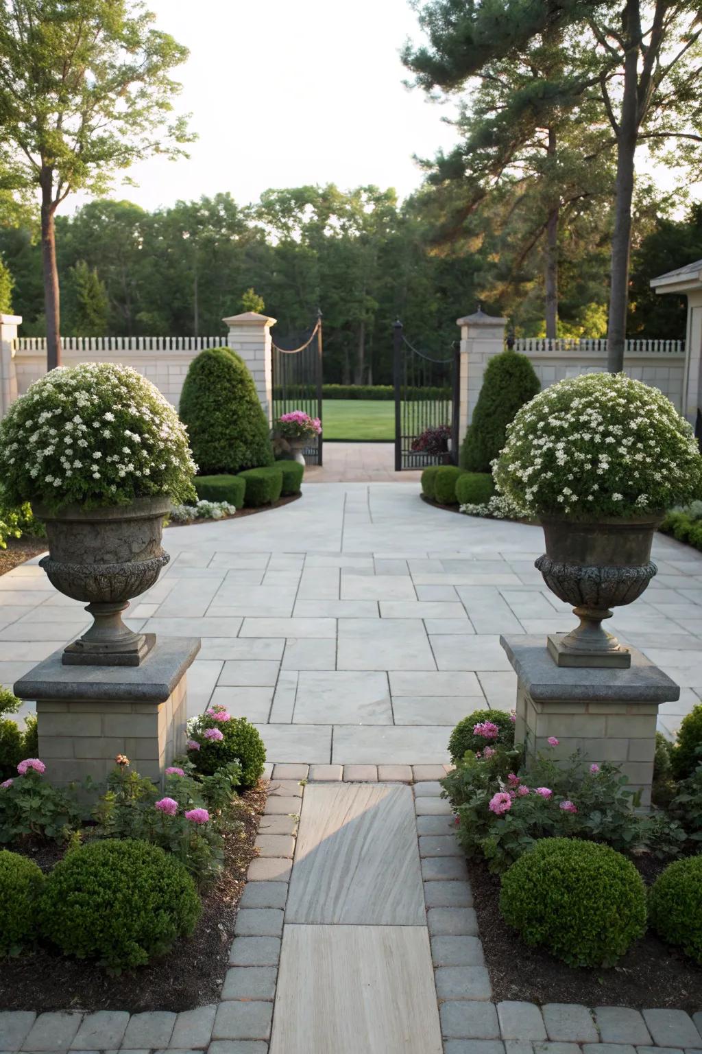 Achieve peace with symmetrical plant arrangements on your patio.