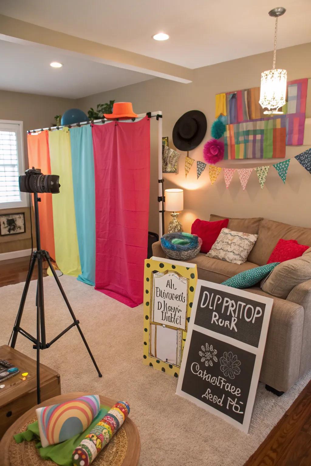 A playful DIY photo booth for capturing fun Galentine's Day memories.