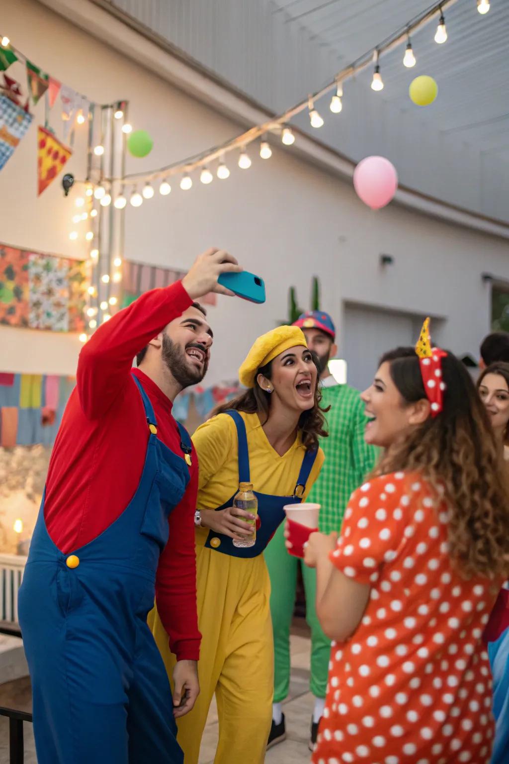 Guests dressed in themed outfits, adding a playful element to the half birthday party.