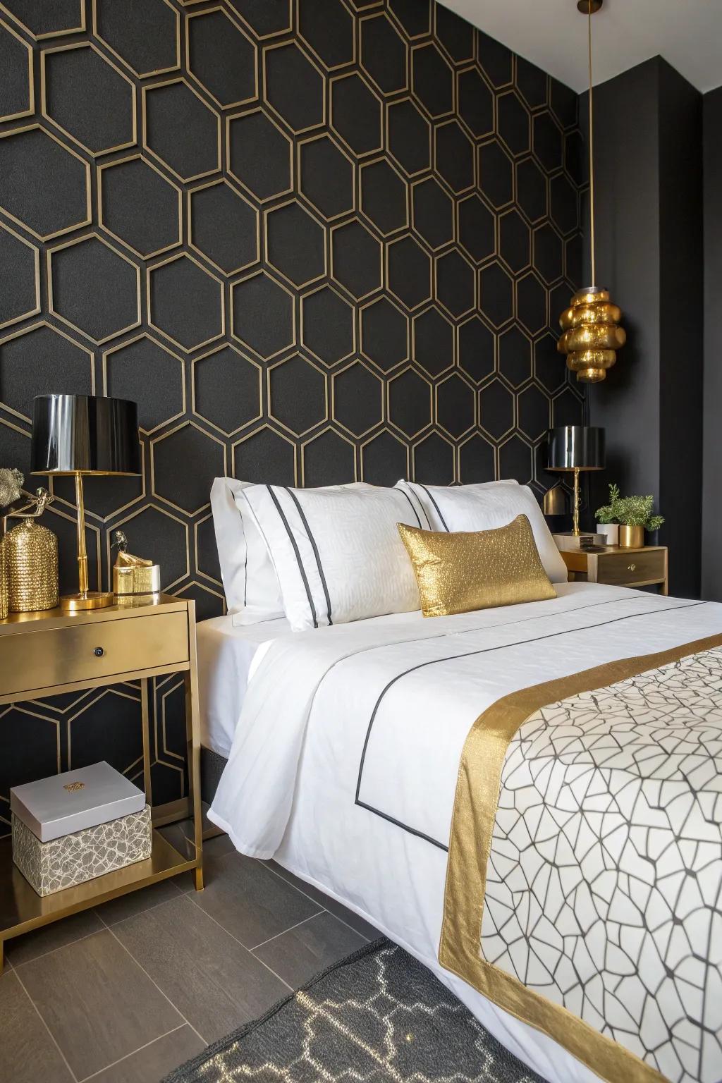 Black hexagons make a striking and contemporary statement.