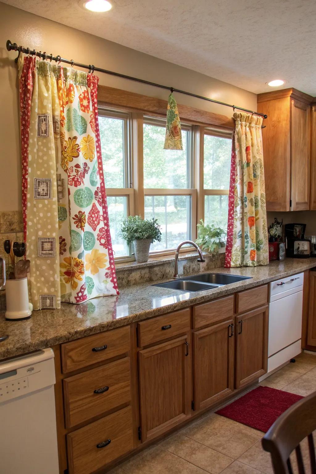 Personalize your kitchen with easy DIY no-sew curtains.