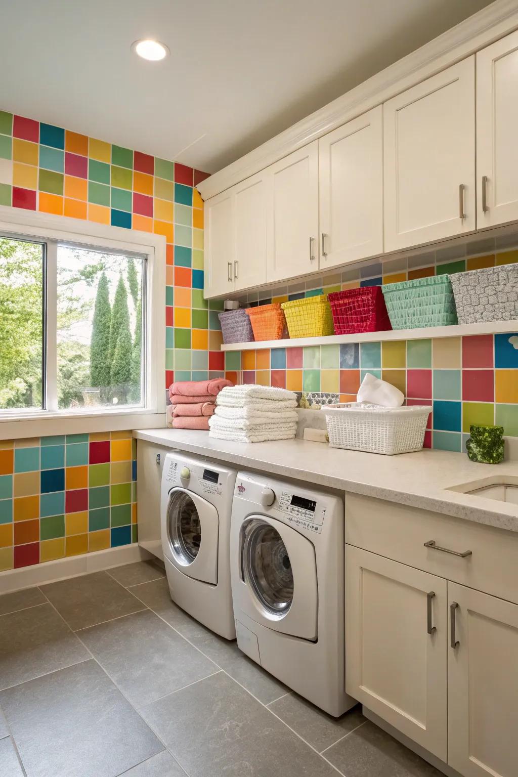 A dynamic backdrop adds a splash of pigment and personality.