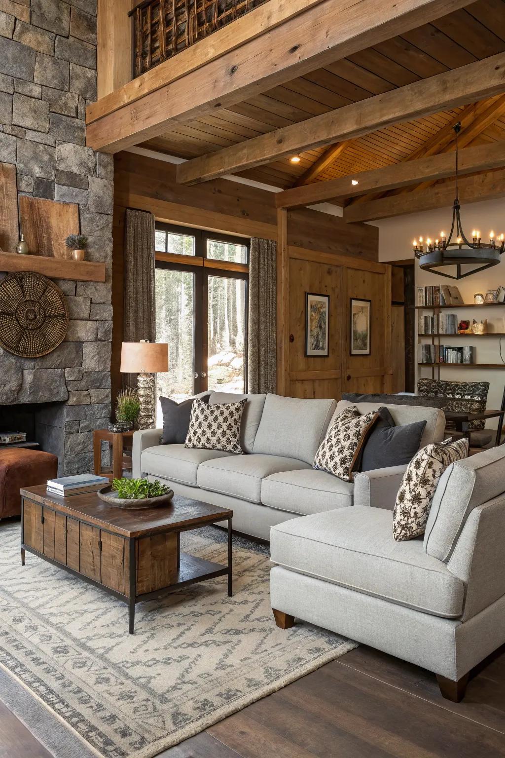 A blend of modern and rustic styles for a unique aesthetic.