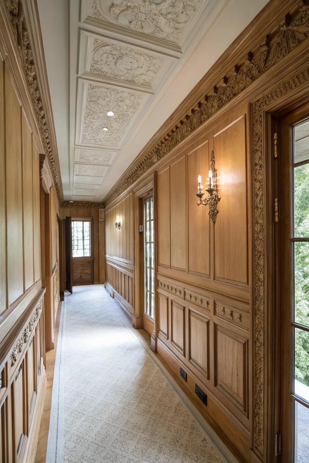 Architectural elements can elevate the design of a hallway.