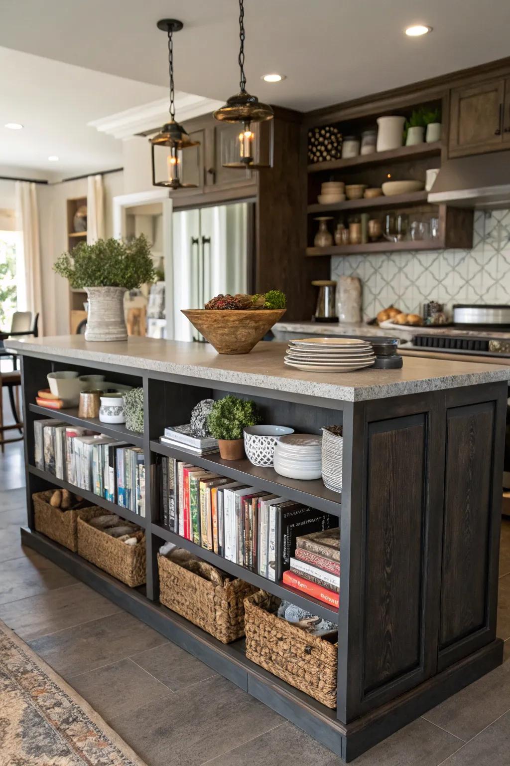 Open shelving adds both function and style.