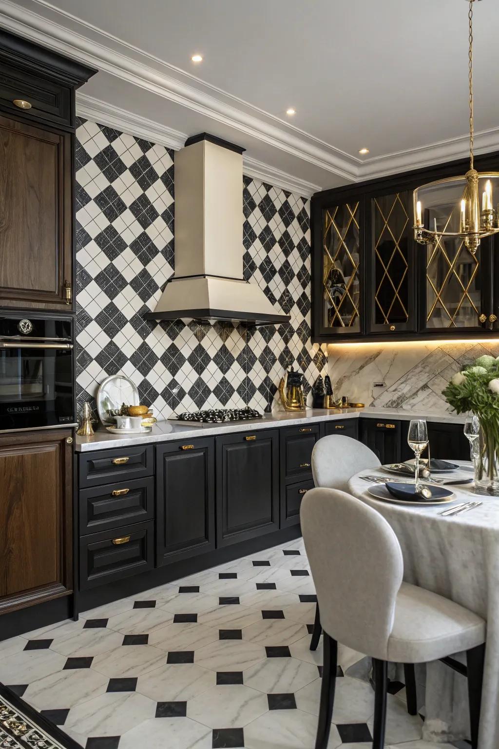 A timeless checkerboard design delivers classic chic to the kitchen.