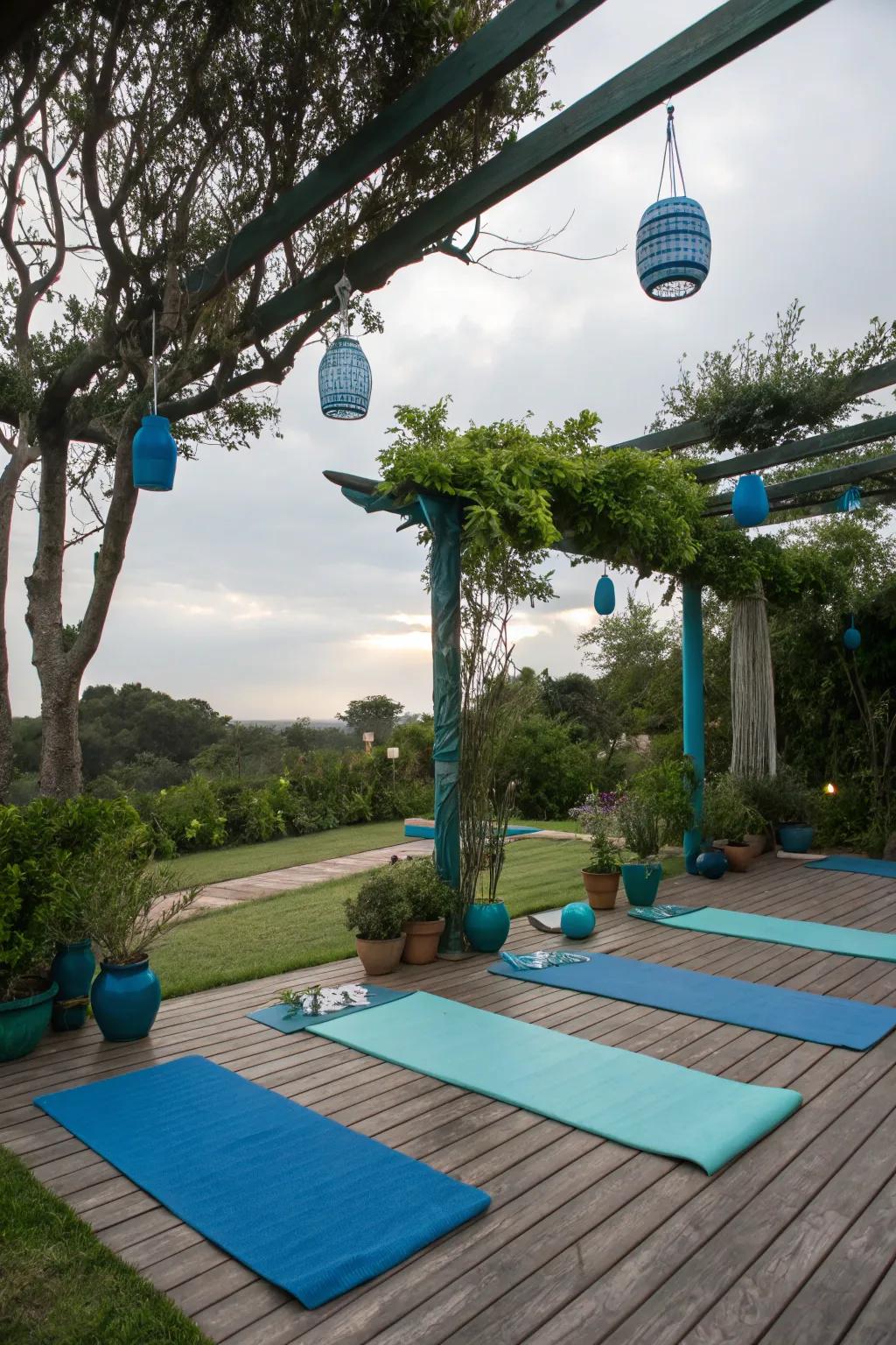 Cool colors soothe the senses and enhance your yoga environment.