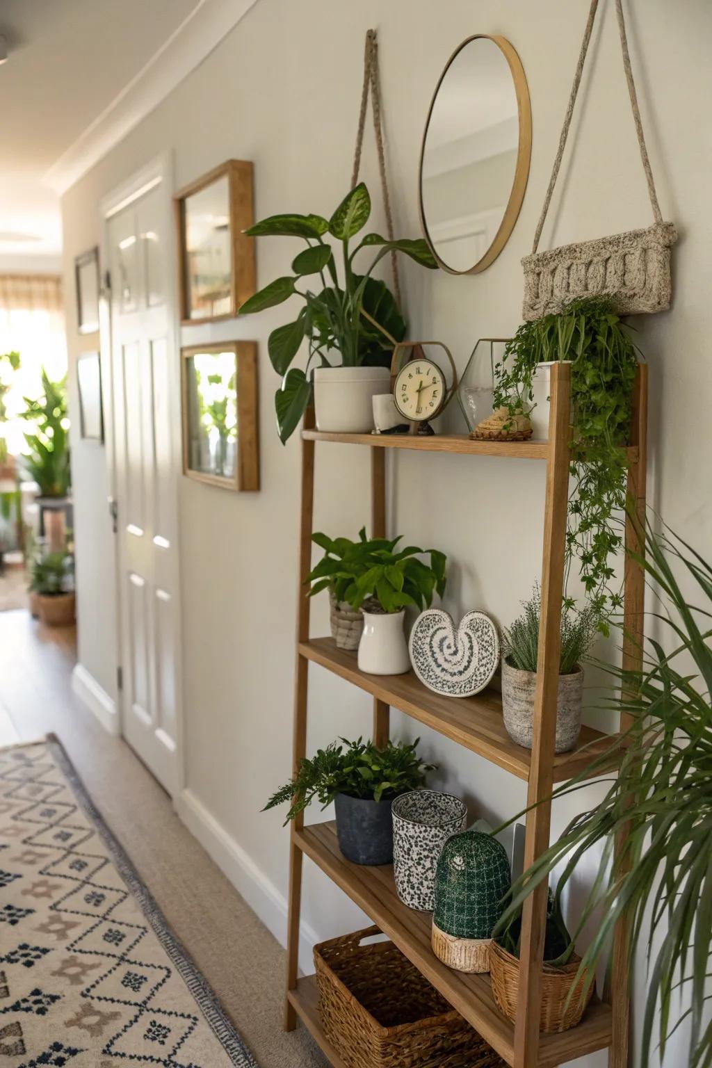 Personalize your space with mixed decor shelves.