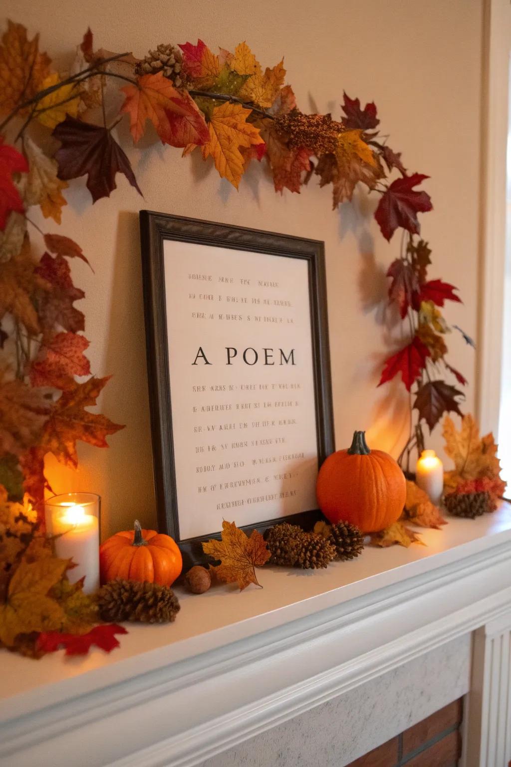 Season-inspired ornaments sustain the freshness and relevance of your poem exhibits.