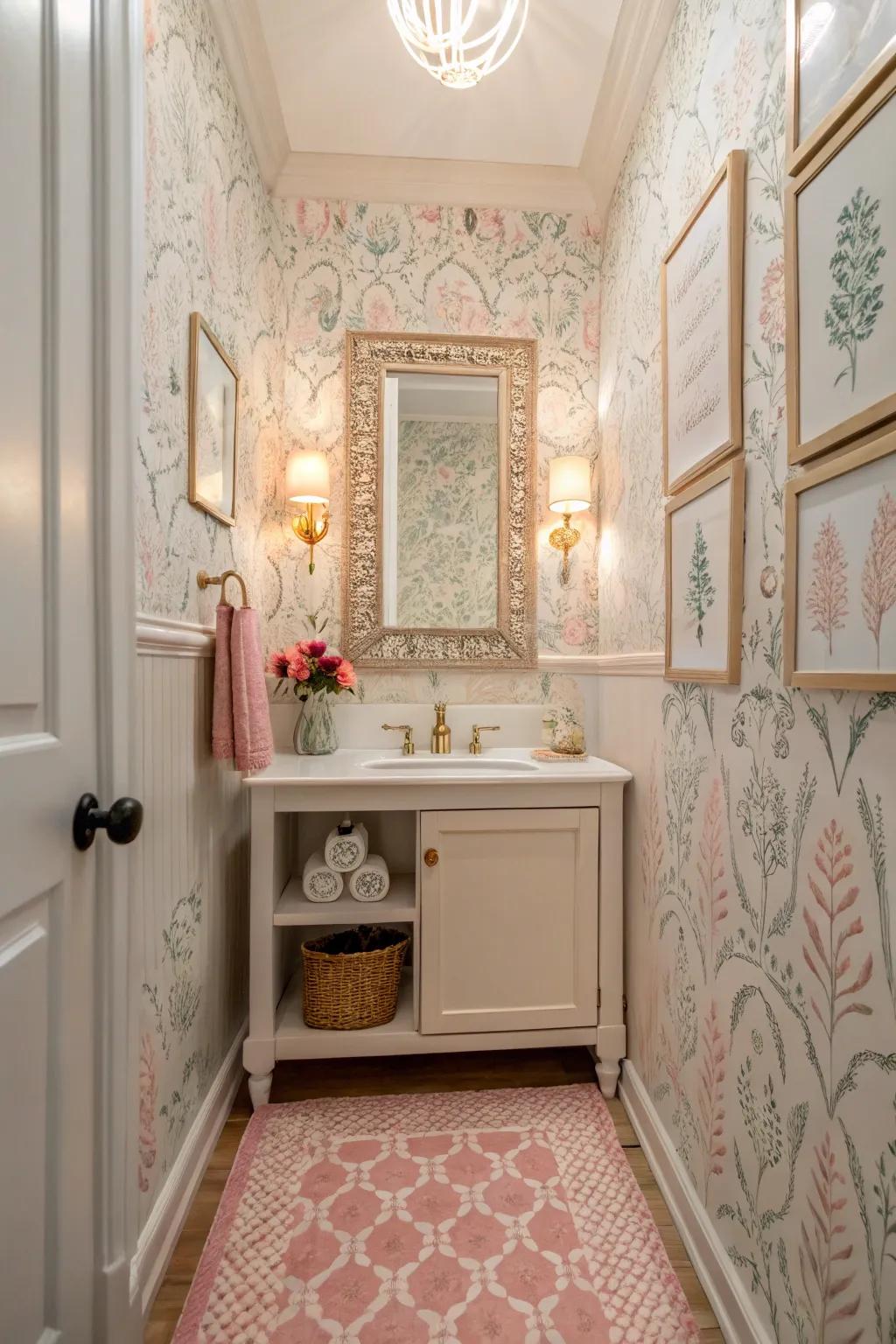 Hand-drawn motifs add a whimsical and personal touch to your washroom.