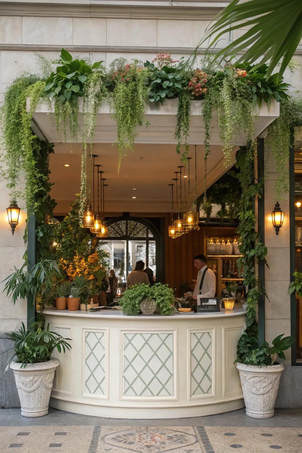 Greenery can transform your hostess stand into a refreshing oasis.