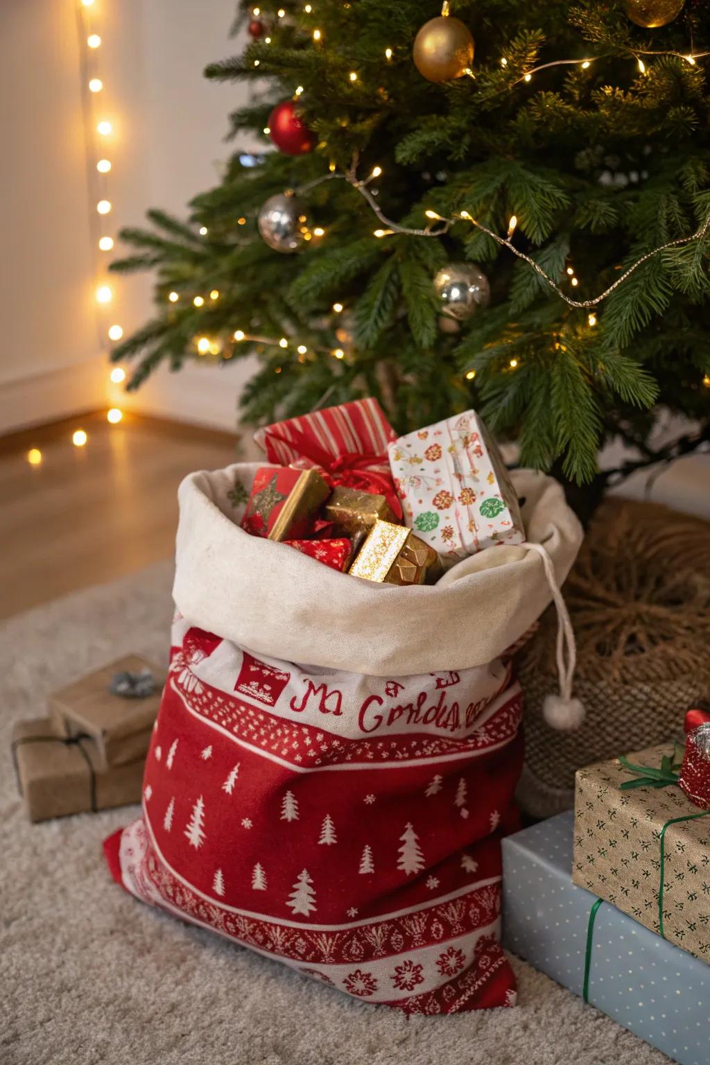 Santa's sack box cleverly incorporates multiple gifts.