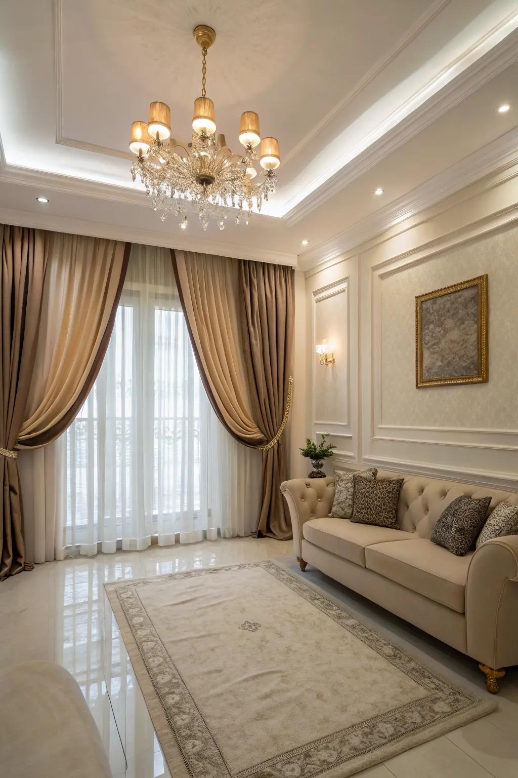 High drapes add height and sophistication.