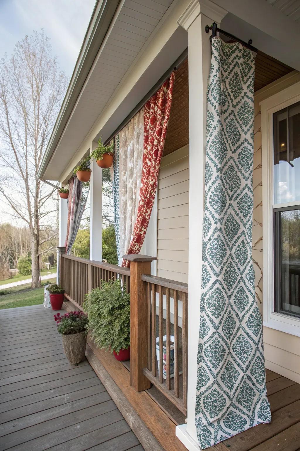 Patterned curtains add a personal and artistic touch to your space.