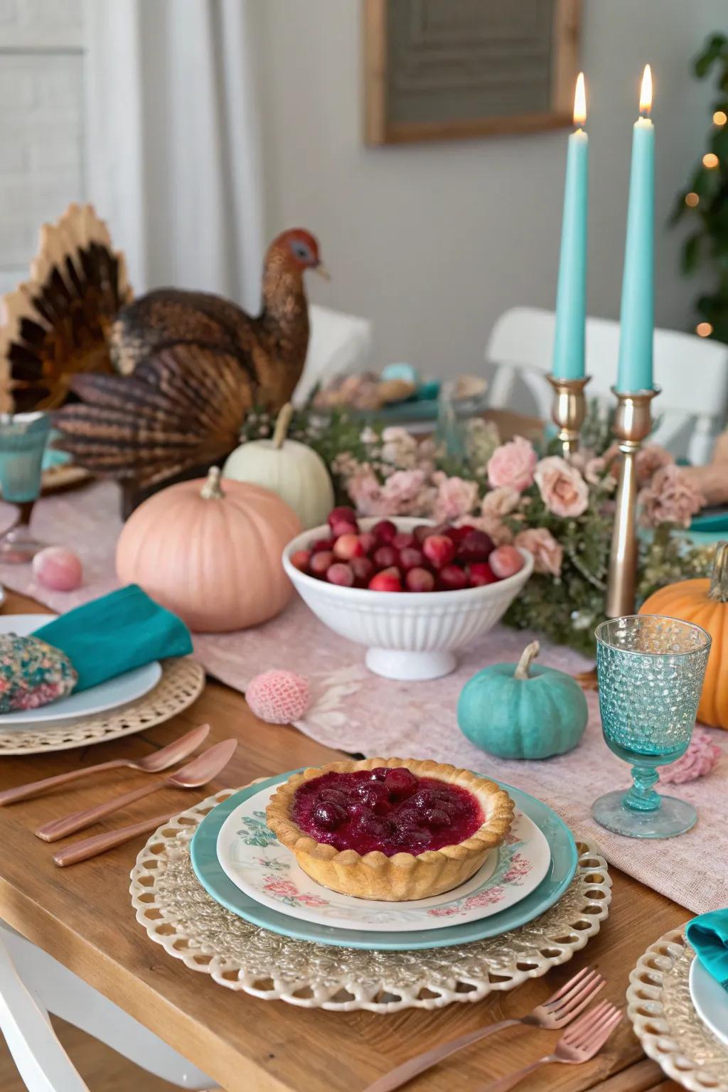 A pop of color can make your Thanksgiving table truly unique.