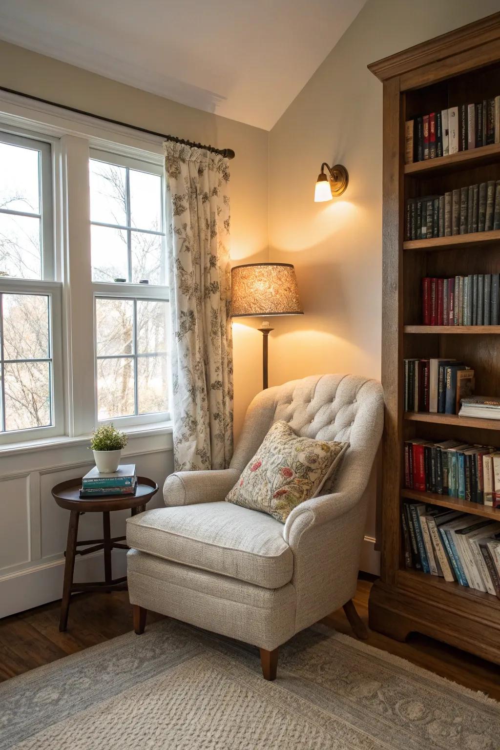 A reading corner provides a perfect sanctuary.