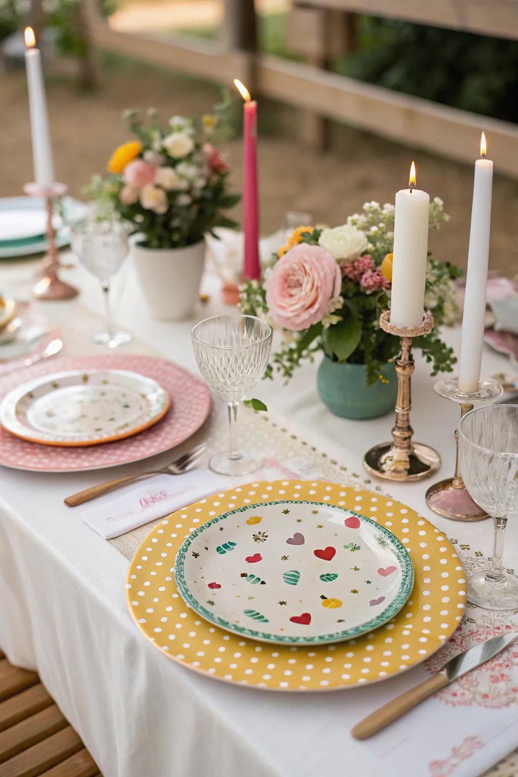 Patterned plates bring a playful element to your table.