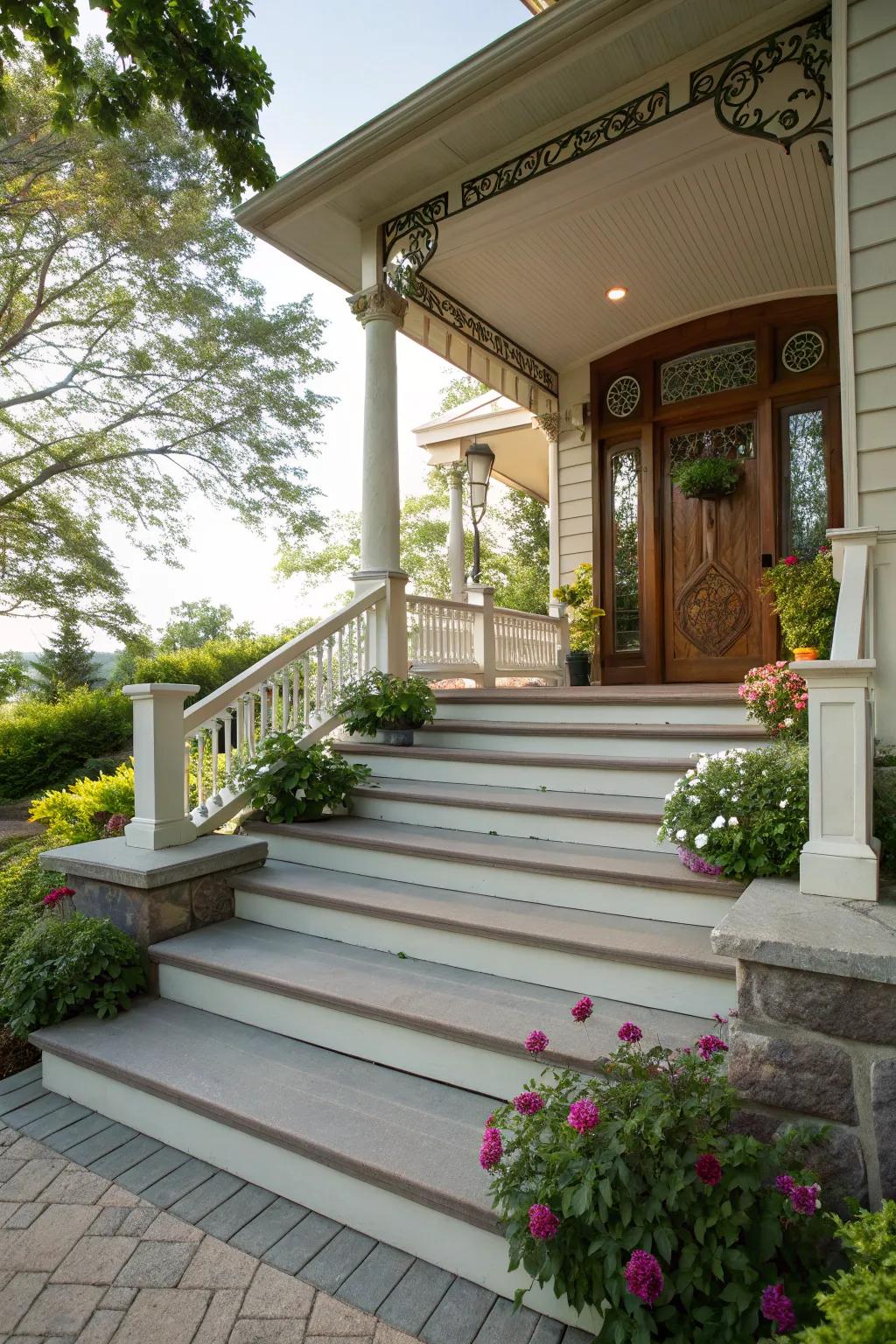 Stacked steps add depth and grandeur.