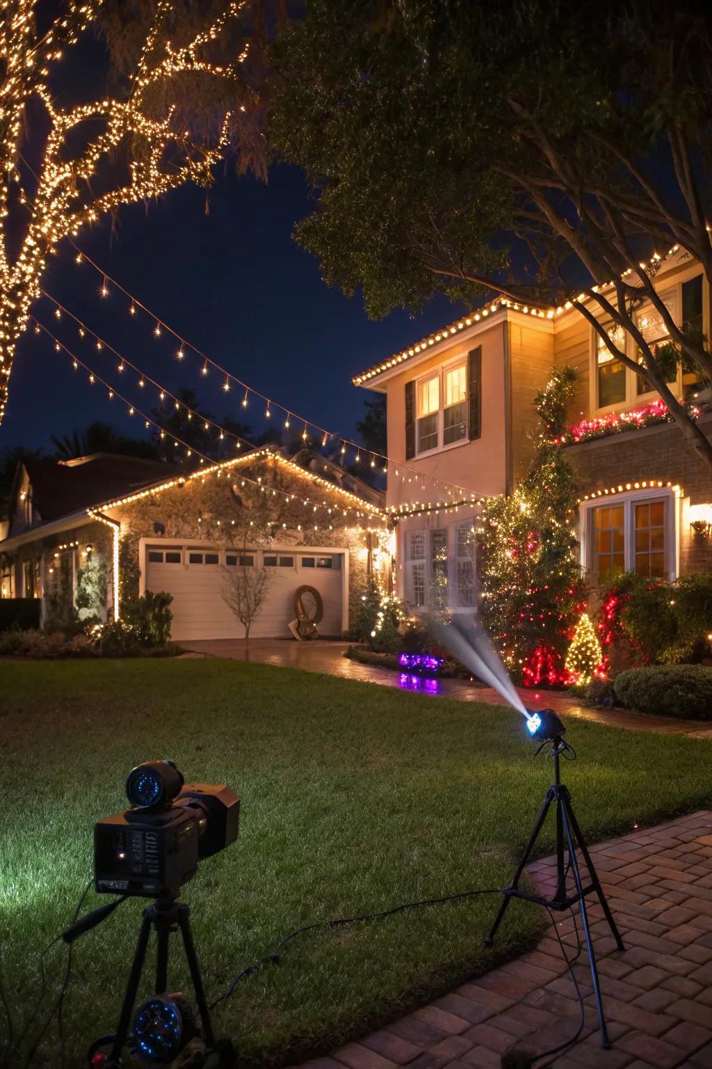 A dazzling outdoor illumination spectacle disseminates holiday cheer.