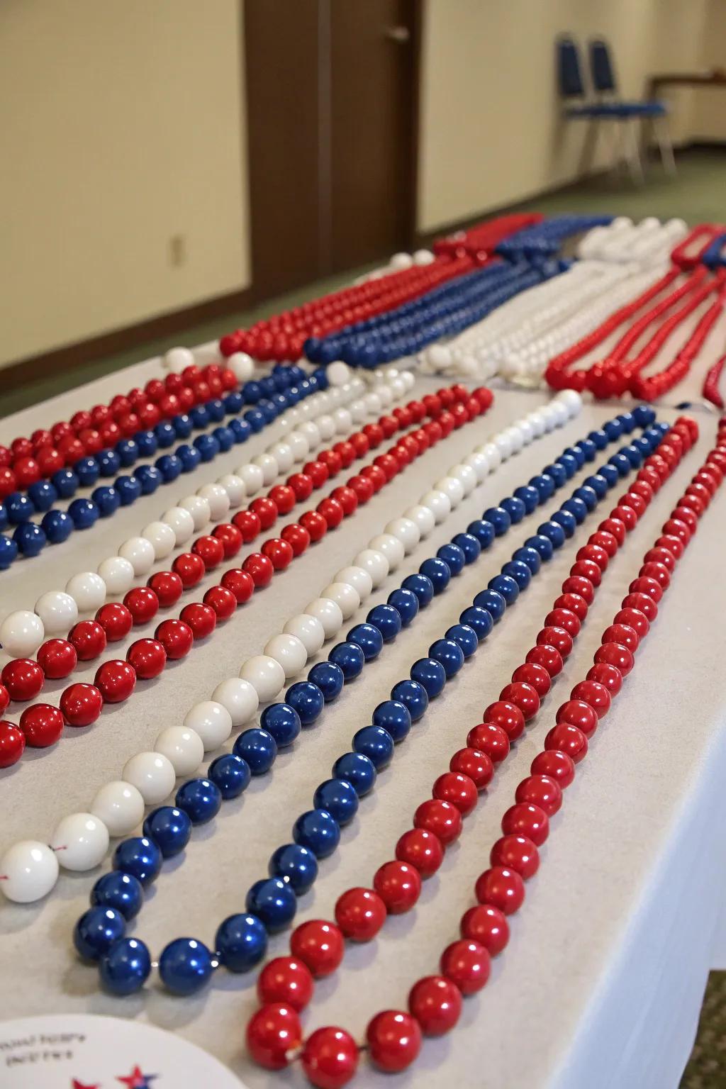 Patriotic beaded necklaces for party flair