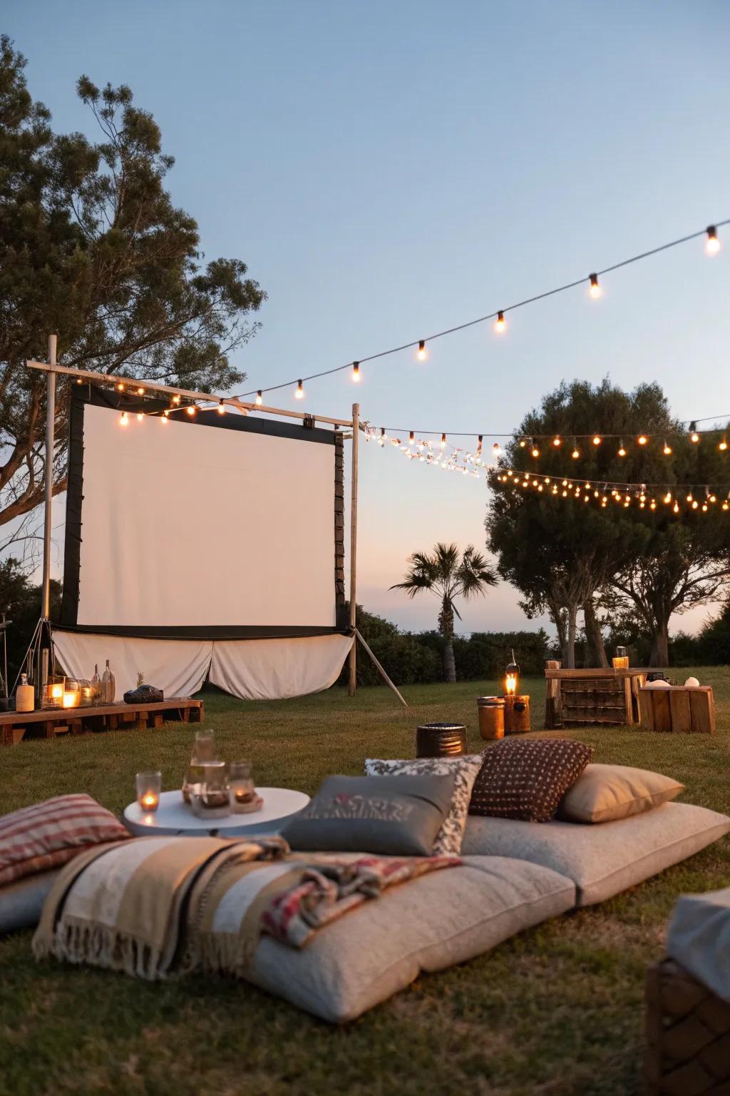 Enjoy a classic film under the stars with a backyard cinema.