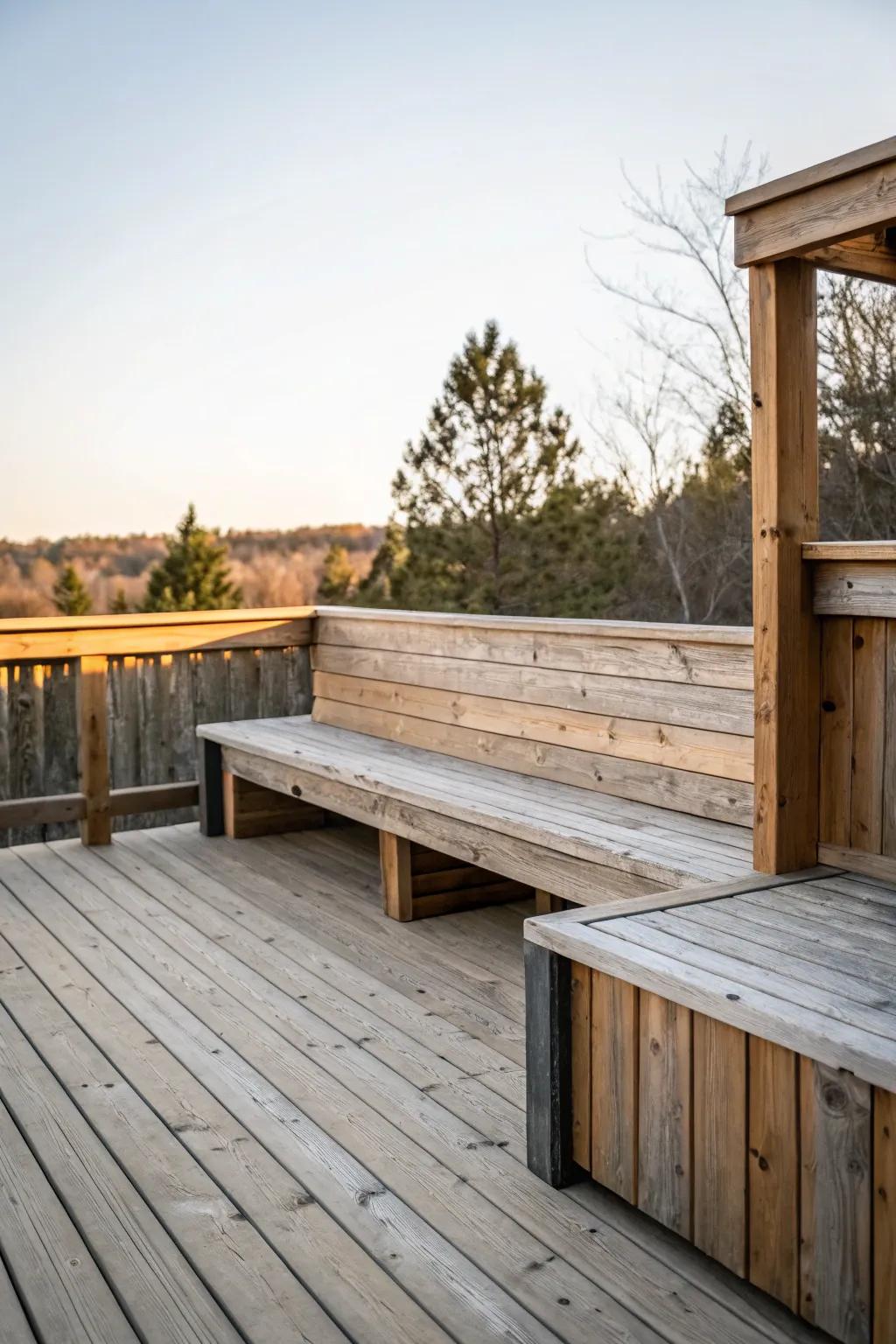 A built-in bench providing seamless seating.