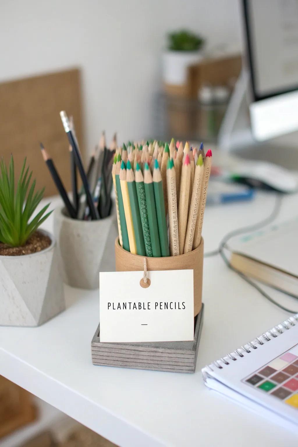 Plantable pencils offer a green twist to party favors.