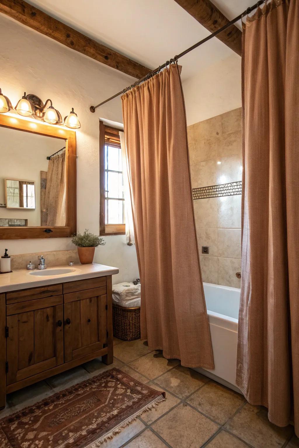 Earthy tones infuse warmth and comfort into your bathroom space.