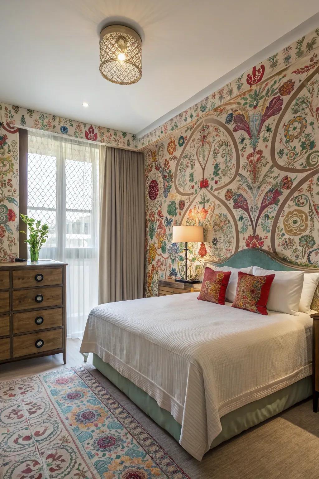 Wallpaper can make a bold and stylish impact in your bedroom.