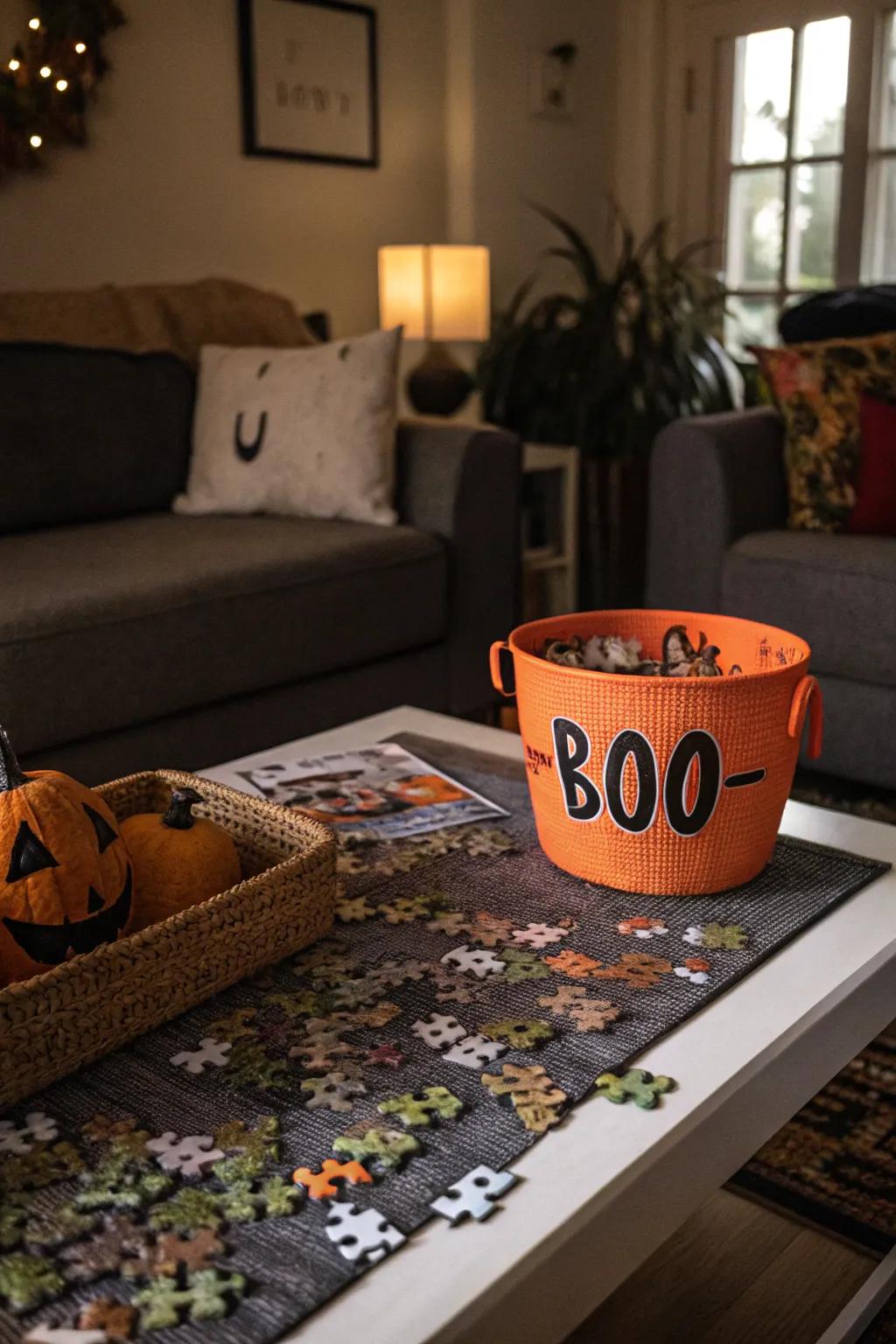 A Halloween puzzle adds an element of surprise to your boo basket.