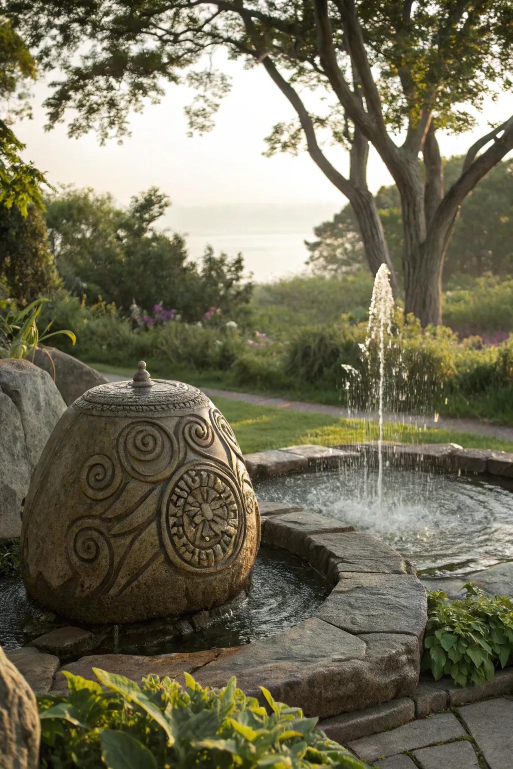 Artistic etchings transform this spring into a genuine masterpiece.