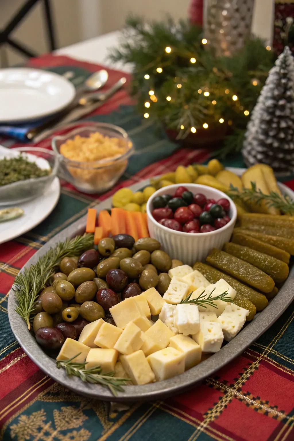 A delightful pickle platter for holiday entertaining.