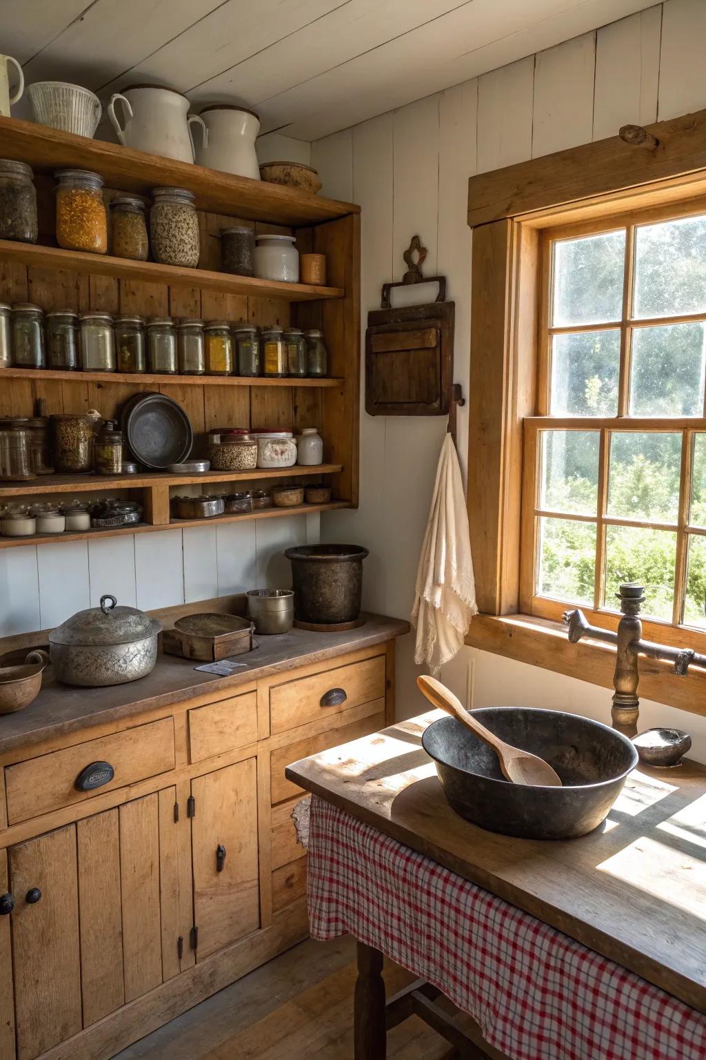 Vintage finds add unique charm to this cottage kitchen.