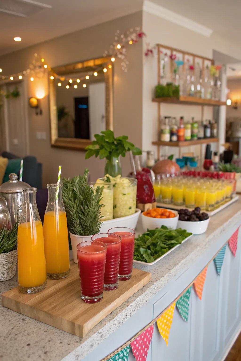 A vibrant mocktail station for inclusive celebrations.