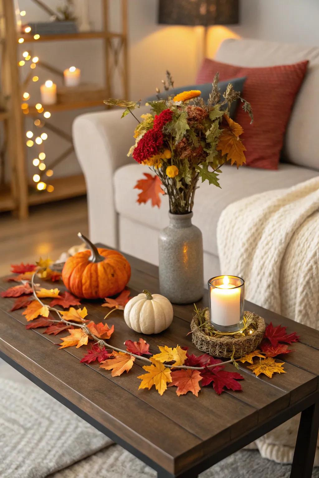 Seasonal decor keeps your end table looking fresh and relevant.