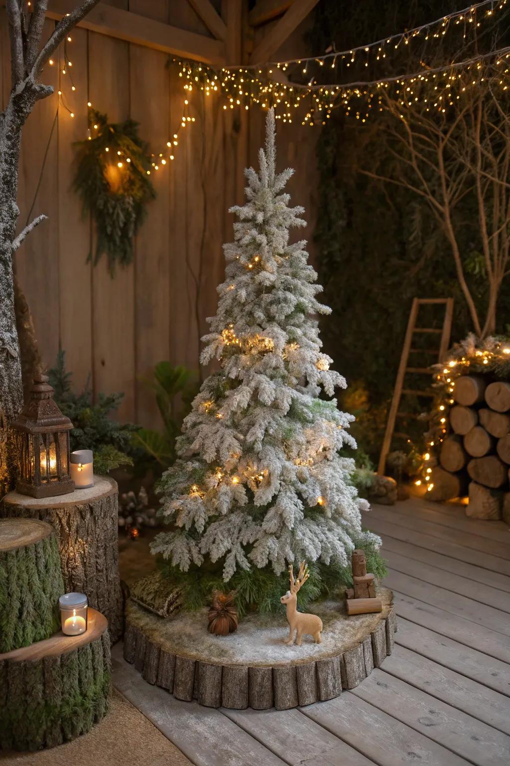 Fairy lights and woodland creatures create an enchanting forest feel.