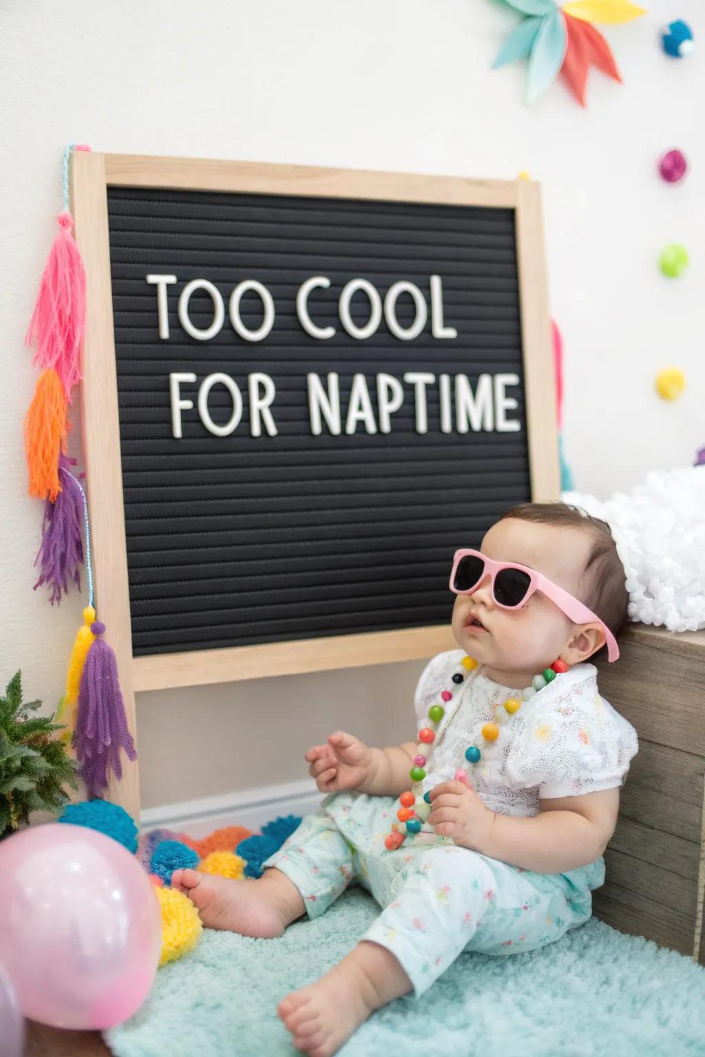 Highlighting the nap-resisting antics of your little one.