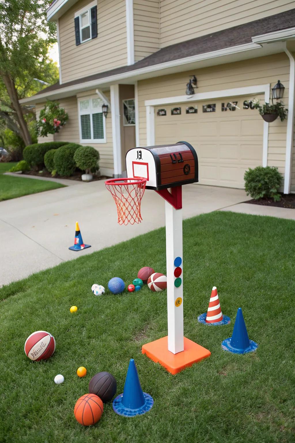 A slam-dunk basketball hoop mailbox for the athletics devotee.