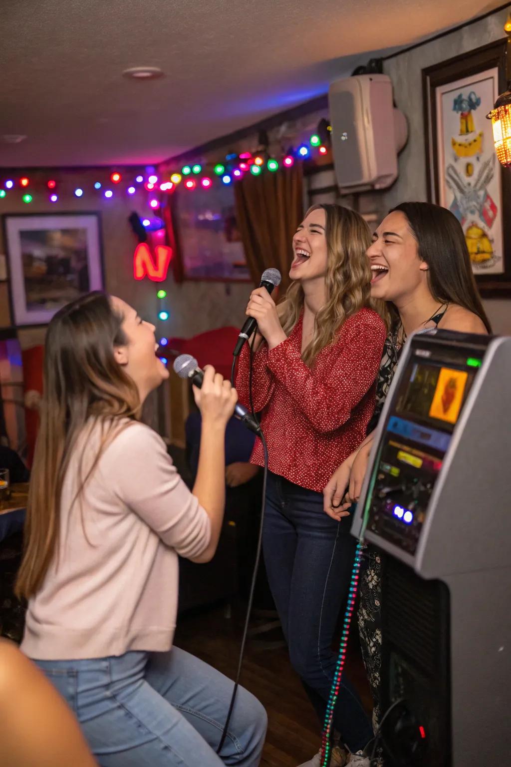 A lively karaoke party where everyone gets a chance to shine and have fun.