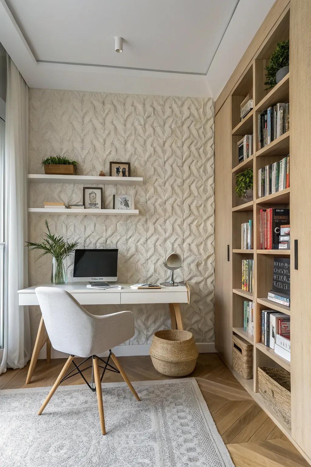 Textured paint adds depth and character to this home office.