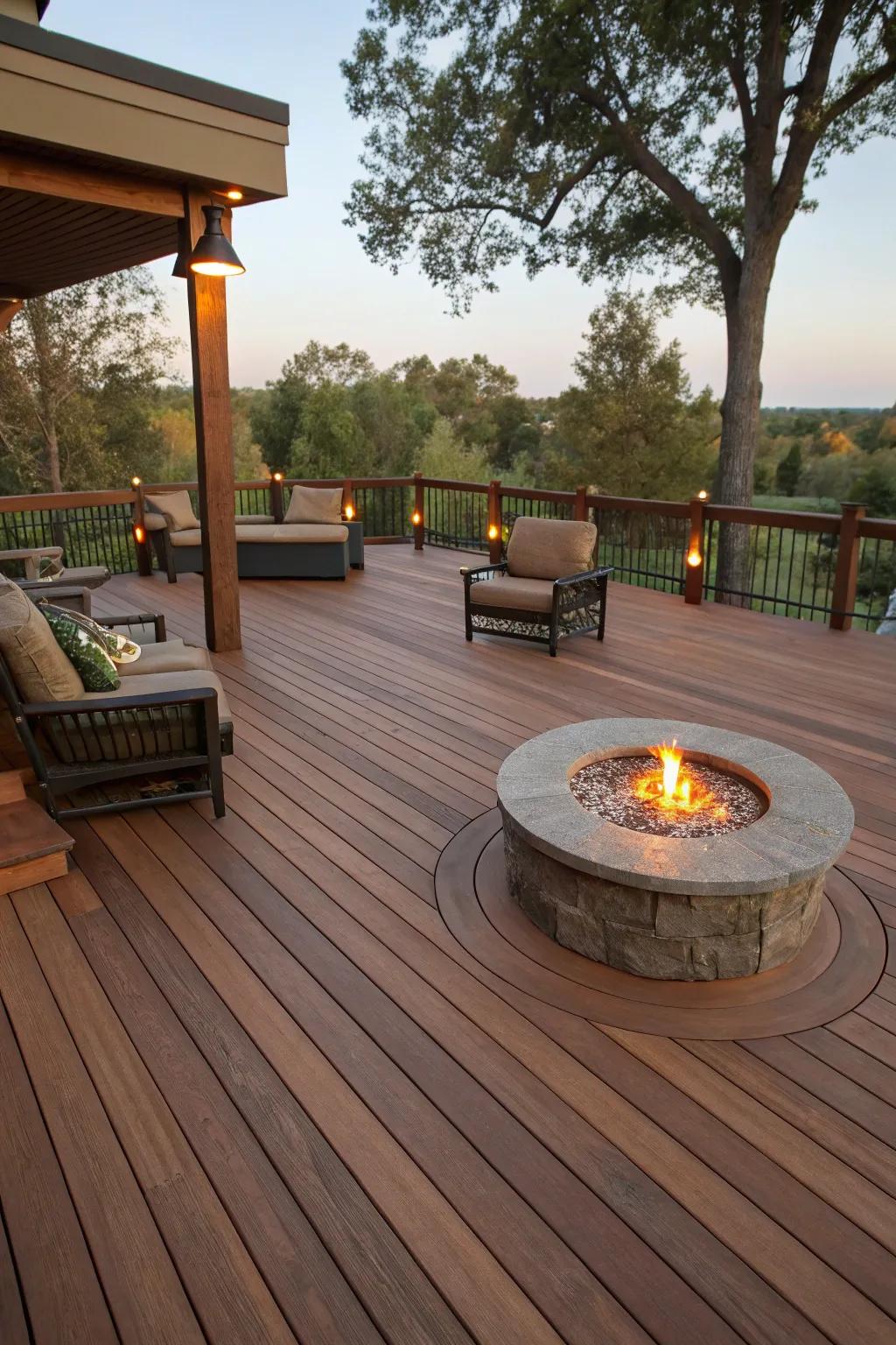 A fire pit turns your deck into a cozy haven.