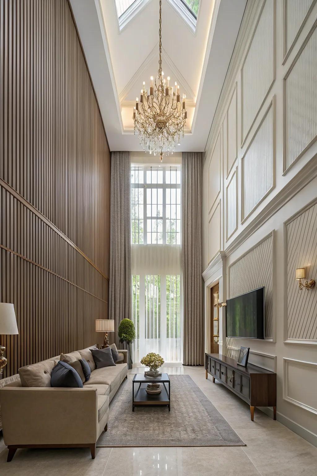 Elevate your space with vertical paneling that draws the eye upwards.