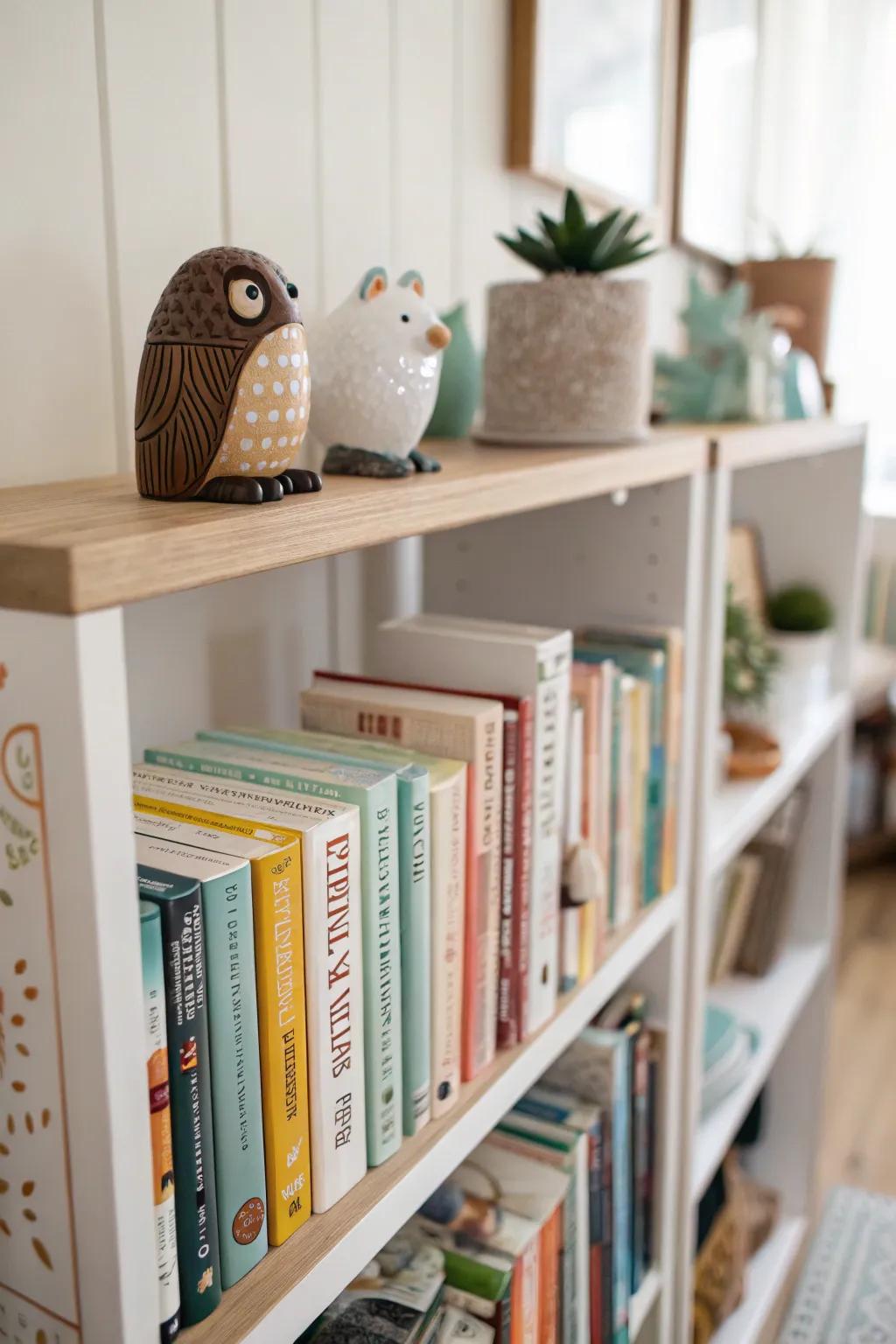 Unique bookends add personality and charm to your shelves.