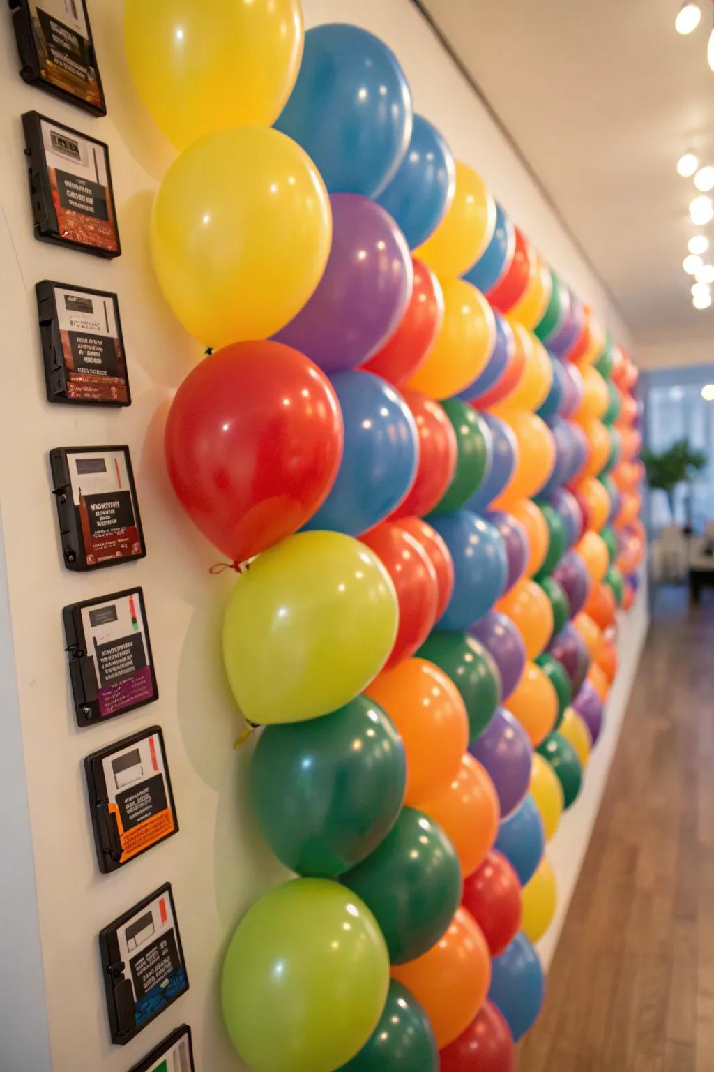 A balloon memory wall for reflecting on cherished moments.