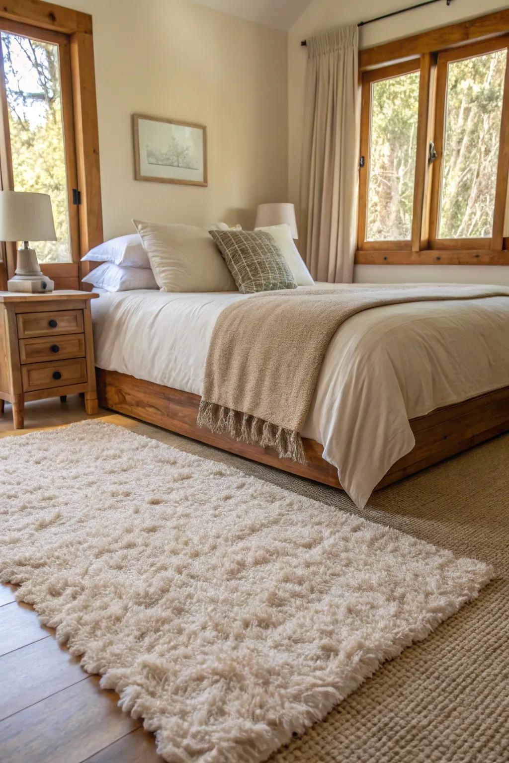 A plush area rug adds warmth and comfort.