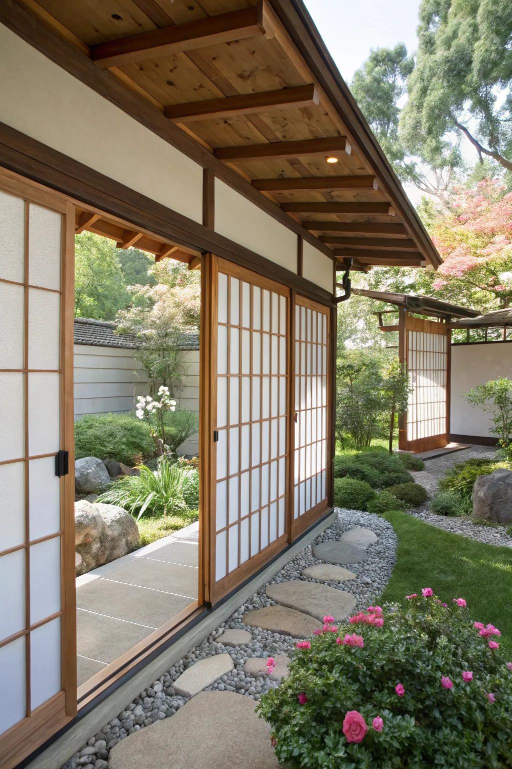 Sliding Shoji screens add elegance and privacy to your patio.