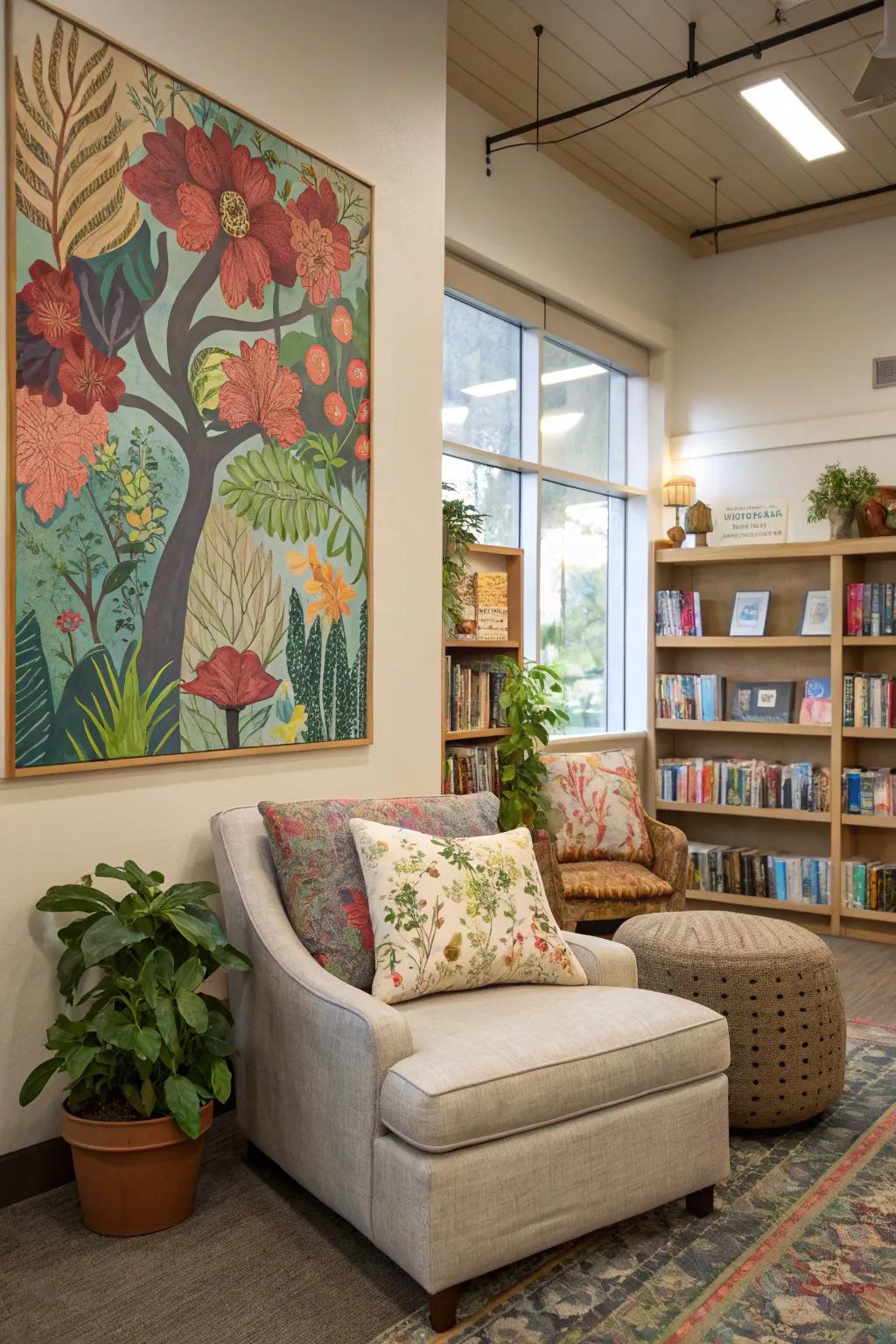 Incorporate art to inspire and enrich your reading space.